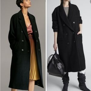 MaxMara Icon 100% Virgin Wool Long Coat Black Size 10